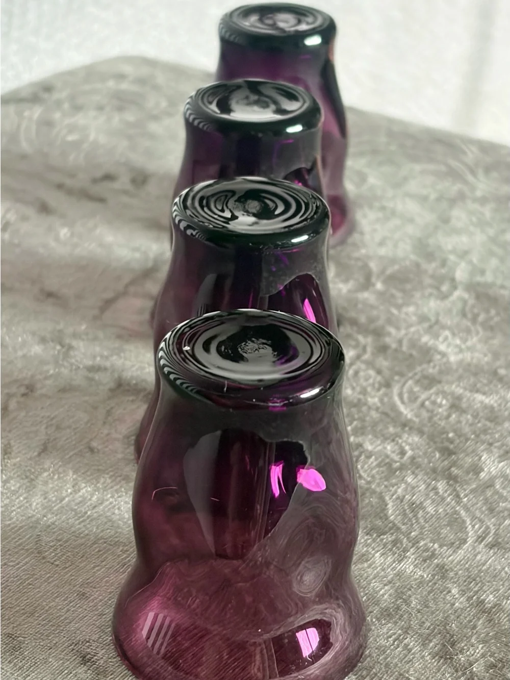 Cambridge Glass 1930s Mulberry Amethyst Pinch Tumblers Cordial Glasses Set of 4